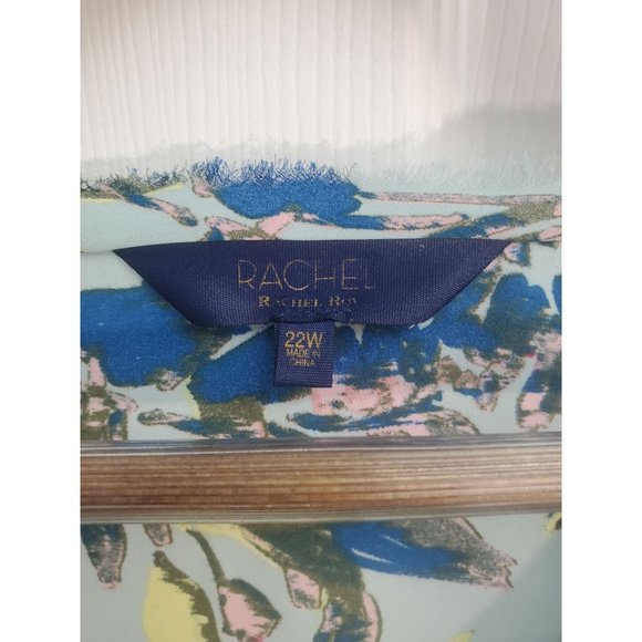 RACHEL Rachel Roy Womens Plus Size Light Teal Floral Frill Sleeve Blouse Sz 22W - Picture 3 of 4